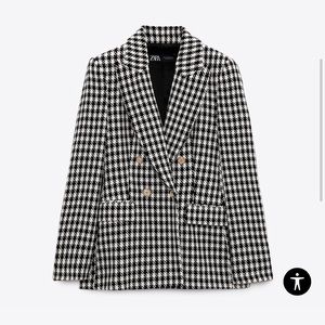 Zara double breasted houndstooth blazer small
